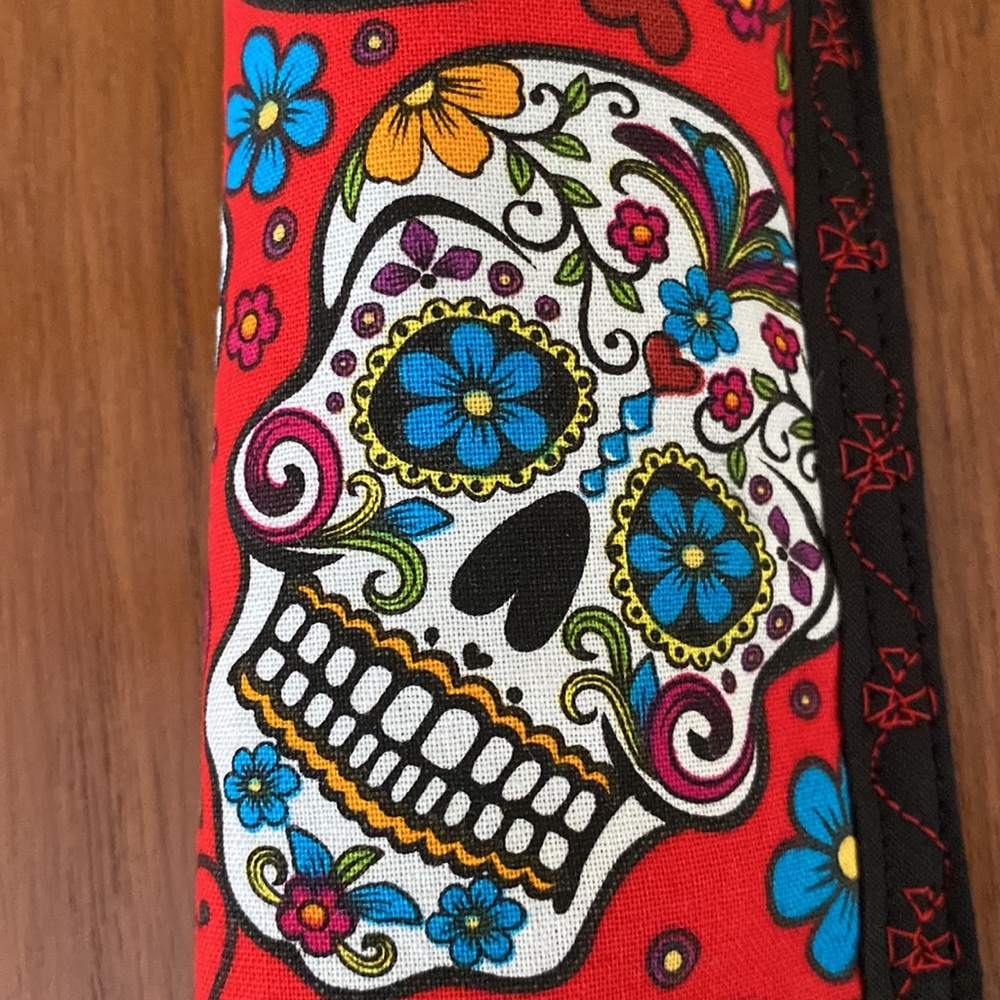 Handmade Sugar Skull Print Eyeglass Case - Picture 3 of 8